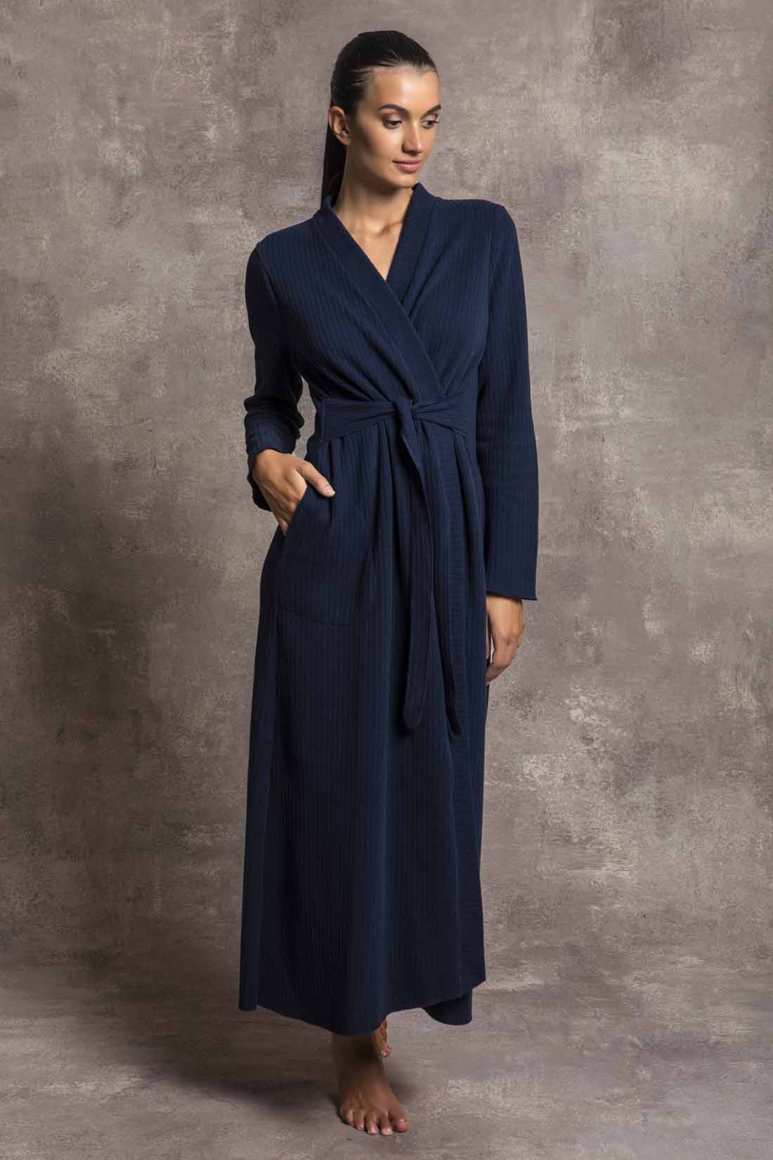 Fox Flannel Lounge Gown in Classic Midnight
